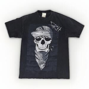 SRH Skull Graphic T-Shirt Black Medium 18x26 Motocross MX Y2K